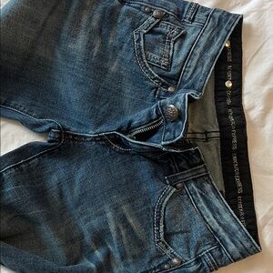 Express REROCK Dark Blue Flare Jeans